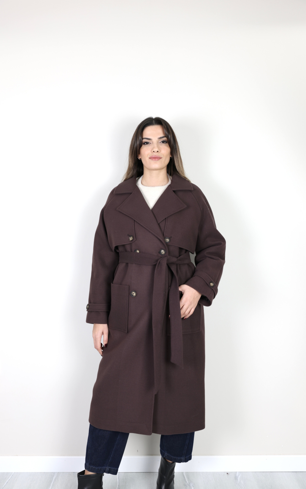 Düğmeli Kaban -Mürdüm