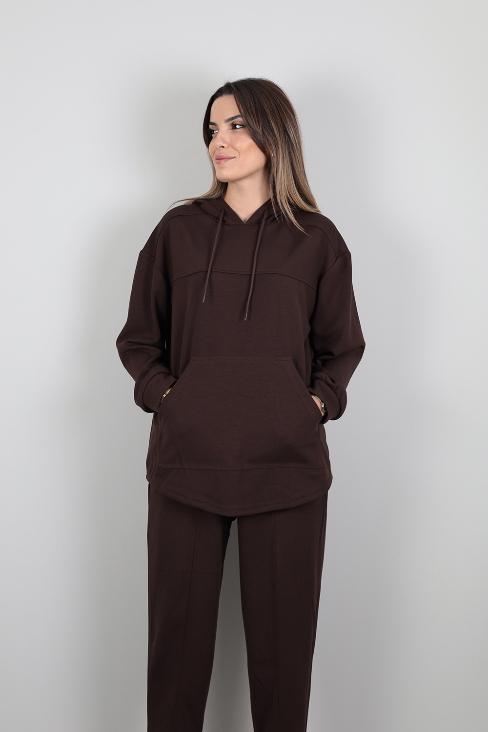 Kapşonlu Takım-Kahverengi