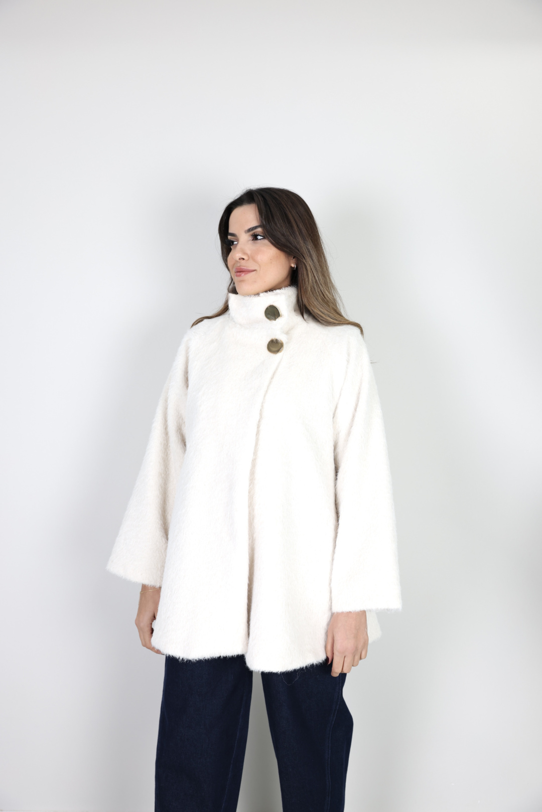 Düğmeli Kaban - Krem