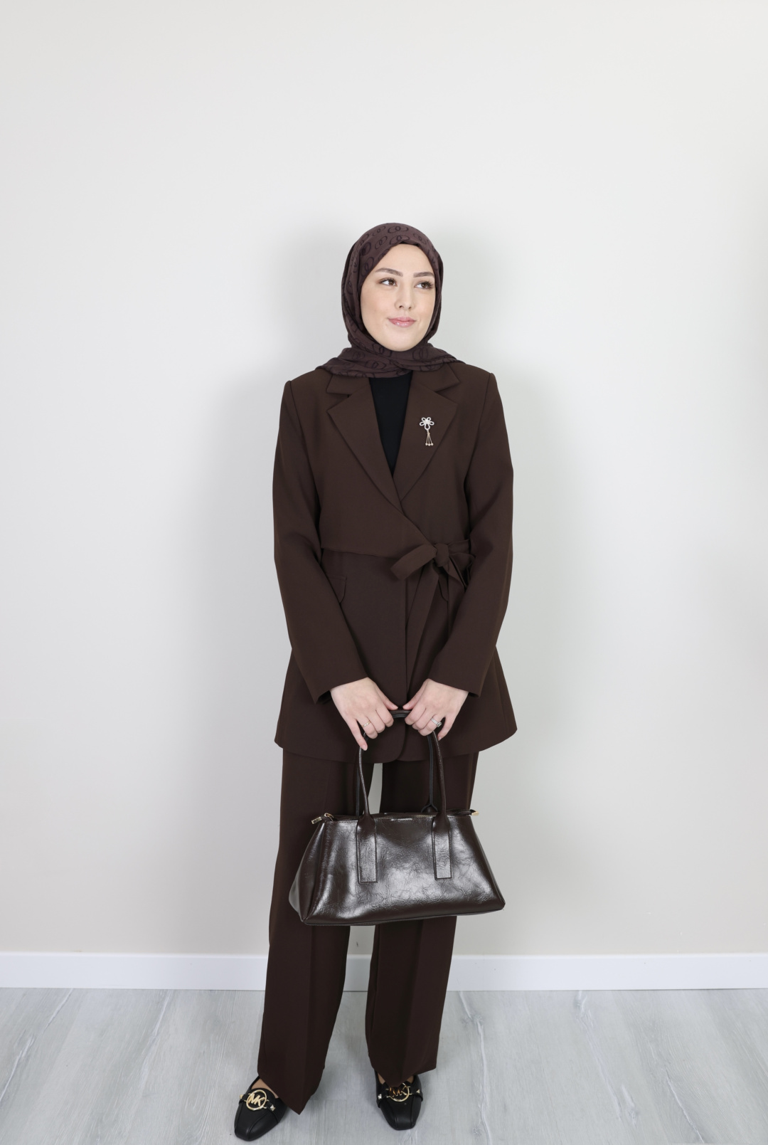 Yandan Bağlamalı Takım-Kahverengi