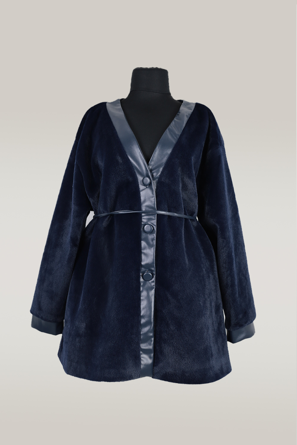 Deri Detay Kap - Lacivert 